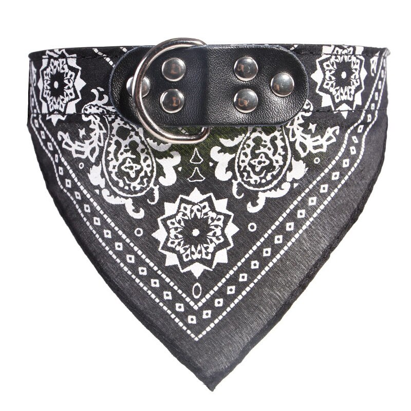 Huisdier Bandana Kraag Voor Honden Katten Verstelbare Pu Lederen Driehoekige Slabbetjes Sjaal Kraag Met Paisley Patroon Voor Puppy Accessoires: Black / L