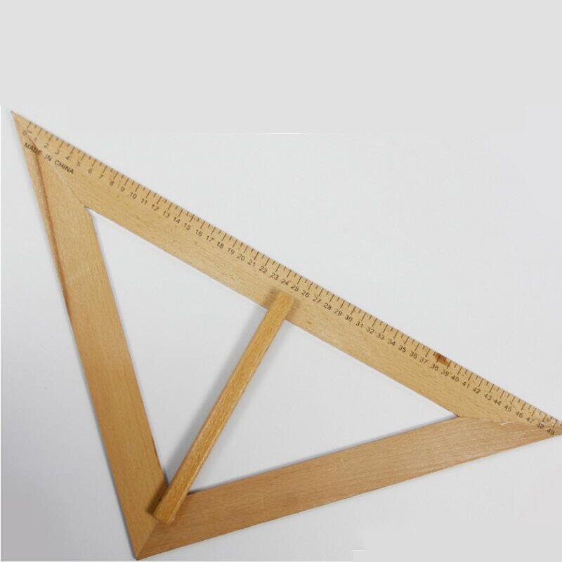 2Pcs Large hand held right angle triangle ruler teaching solid wood original wooden ruler drawing teacher lecture supplies