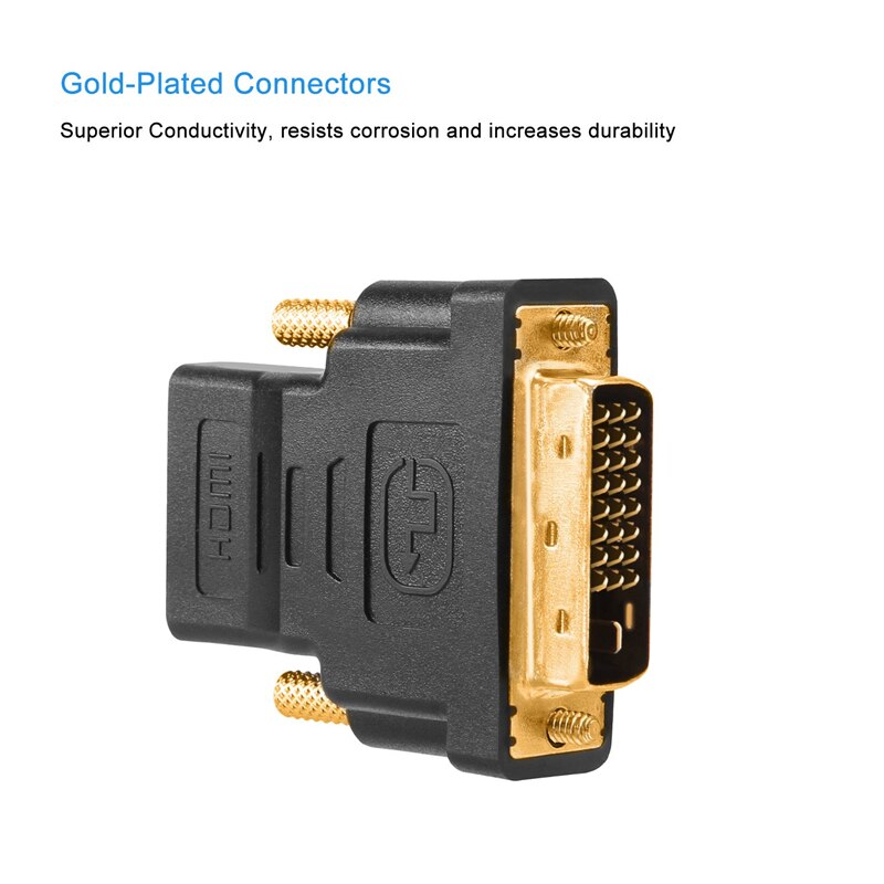 DVI to HDMI Adapter, 2-Pack Bi-Directional DVI Male to HDMI Female Converter, 1080P, 3D