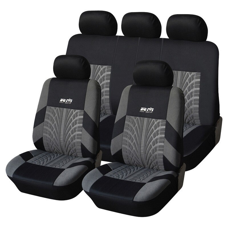 Track Detail Style Car Seat Covers Set Polyester Fabric Universal Fits Most Cars Covers Car Seat Protector for ford focus 2 mk1: GRAY-5PCS