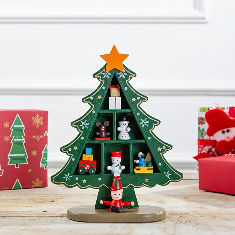 Ornement de Table de noël 18cm, faux arbre de noël, bureau en bois, disposition de la scène de l'arbre de noël en 3D