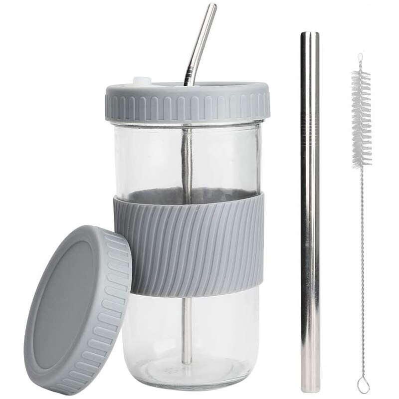 22Oz Reusable Boba Cup Mason Jar Cups With Lids And Straws Smoothie Cup Wide Mouth Bubble Tea Cup Travel Mug: plum