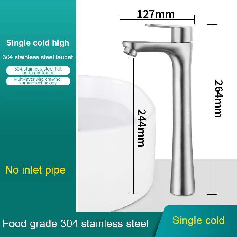 304 Stainless Steel Bathroom Faucet Basin Faucet Toilet Washbasin Single Cold Water Tap Bathroom Accessories: Cold high