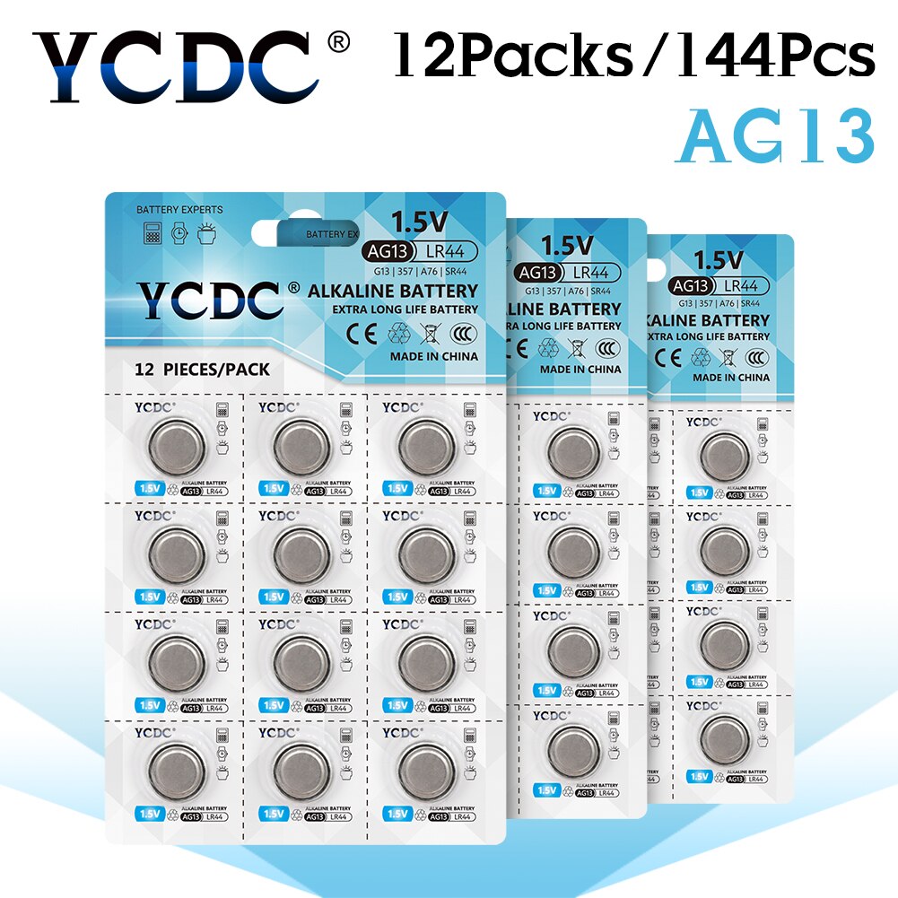 YCDC AG13 Geschmack Batterie LR44 357A S76E 1,5 V AG13 alkalisch Knopfzellen Batterien Für Uhr Elektronische Fernbedienung 12 teile/los: 144Stck
