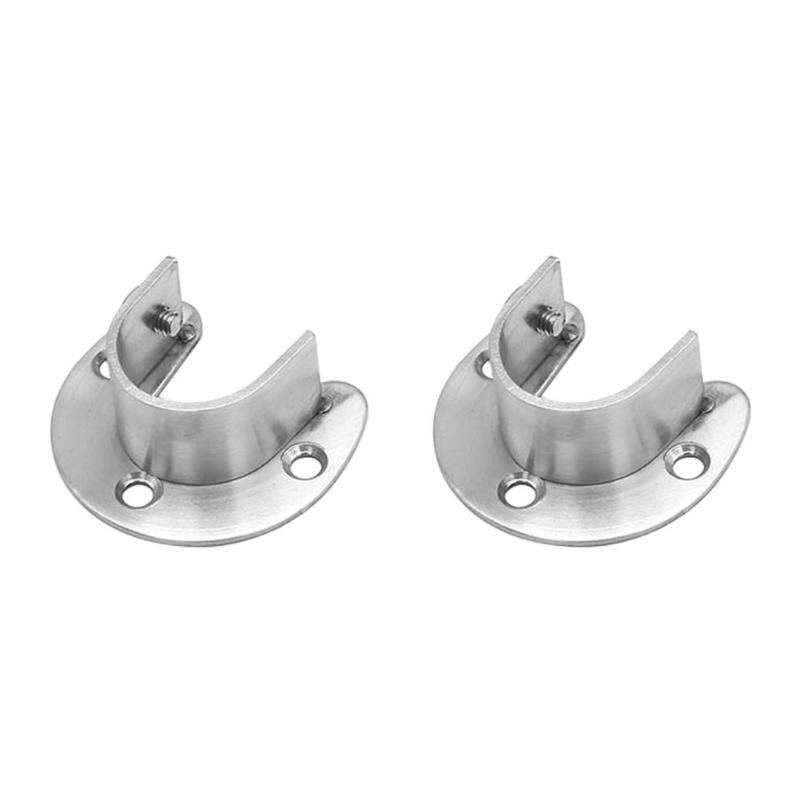 U-Shaped Closet Rod End Support Stainless Steel Wardrobe Rail Pole Socket: A