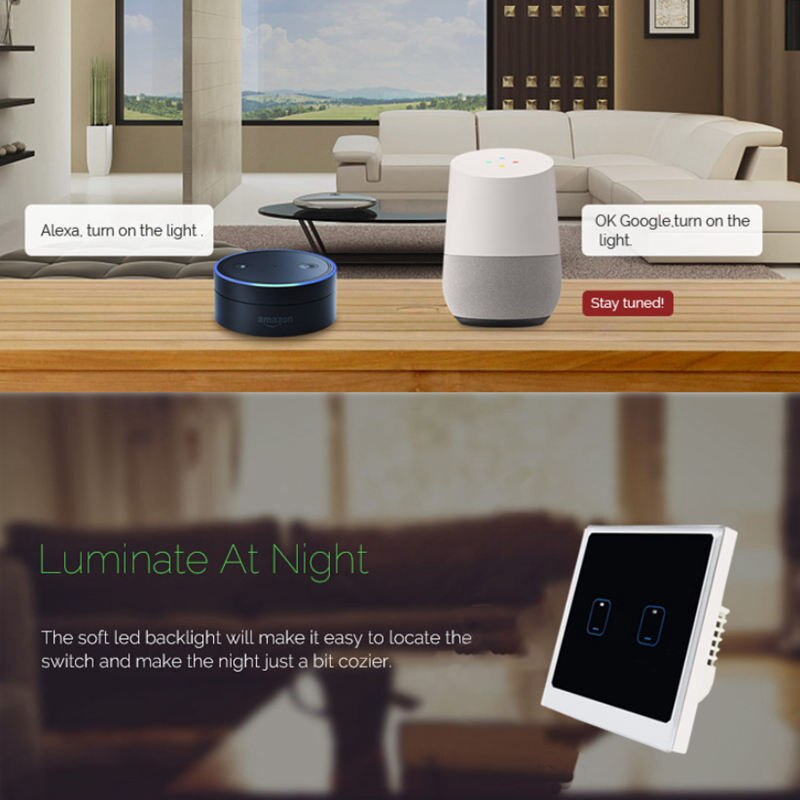 Smart switches eu standard ewelink app fjernbetjening lyskontakt 2 gang smart home wifi væg tryk sensor switch eu stik