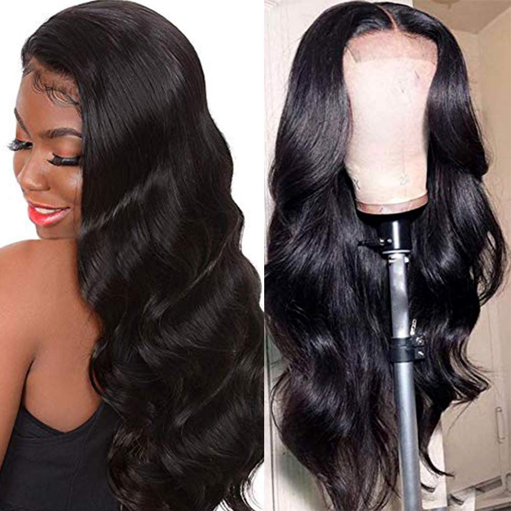 DOROSY HAIR Long Body Wave Synthetic Lace Front Wigs for Black Women Heat Resistant Fiber Natural Black Color Wigs