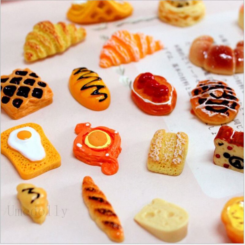 20 st/set mix dockhus miniatyr simulering cupcakes, bröd, muffins för lek kök mini docka mat leksak tillbehör