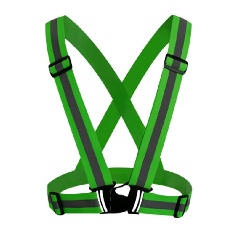 Reflective harness night cycling reflective clothing,adjustable reflective vest reflective elastic band bicycle riding equipment: Grass green