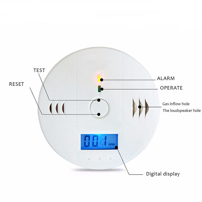 Lcd Co Sensor Alleen Werken Ingebouwde 85dB Sirene Geluid Onafhankelijke Koolmonoxide Vergiftiging Waarschuwing Alarm Detector Met En goedkeuring