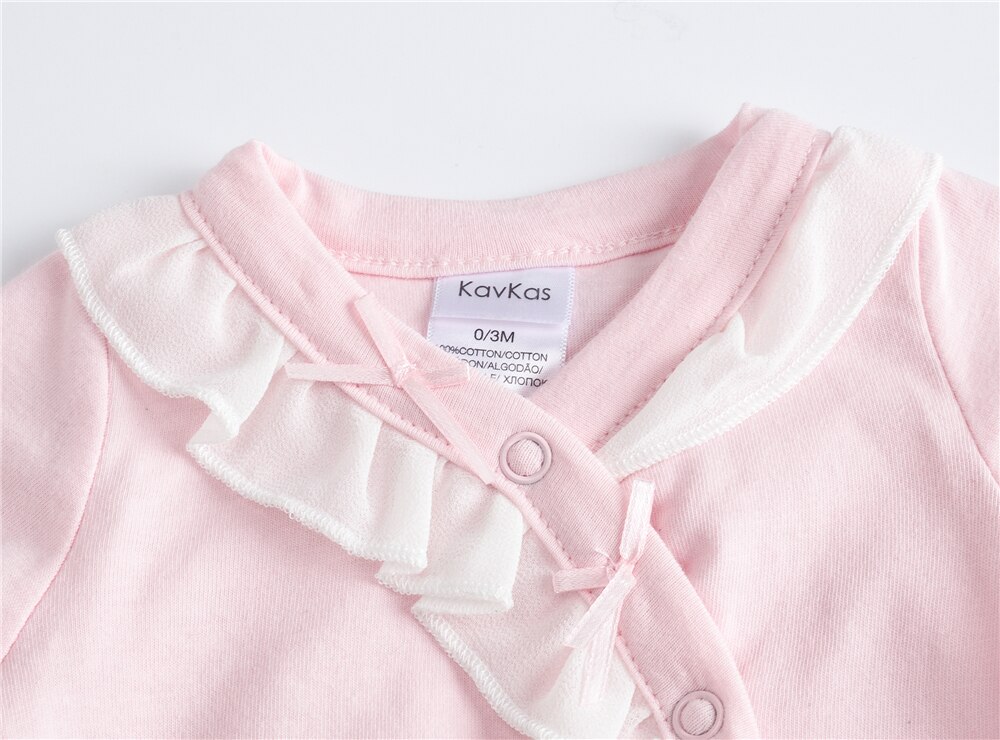 Kavkas baby pige romper lyserøde natkjoler 100%  bomuld langærmet blødt nyfødt tøj baby kostume jumpsuit