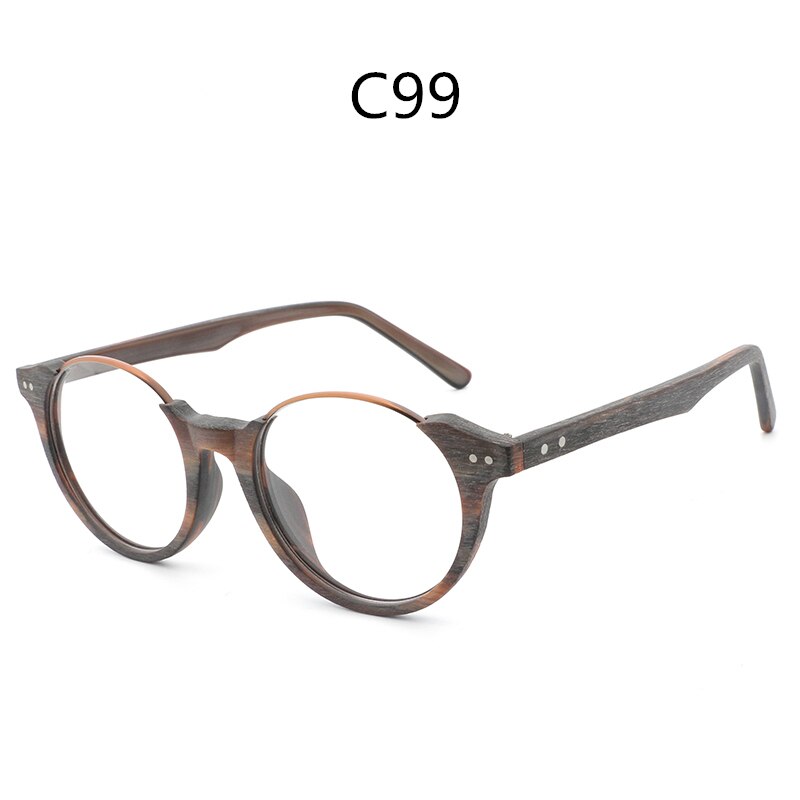 #39 naisten puiset lasikehykset vintage pyöreät läpinäkyvät linssilasit miesten naisten puiset silmälasien kehykset optinen kehys: C99