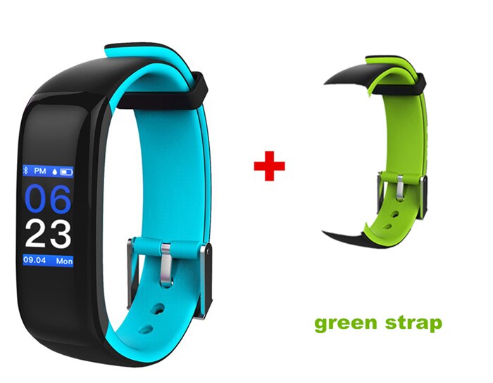 P1 Plus Smart Wristband Color Heart Rate Blood Pressure Monitor IP67 Waterproof H1 Fitness Bracelet sport tracker band: blue and green