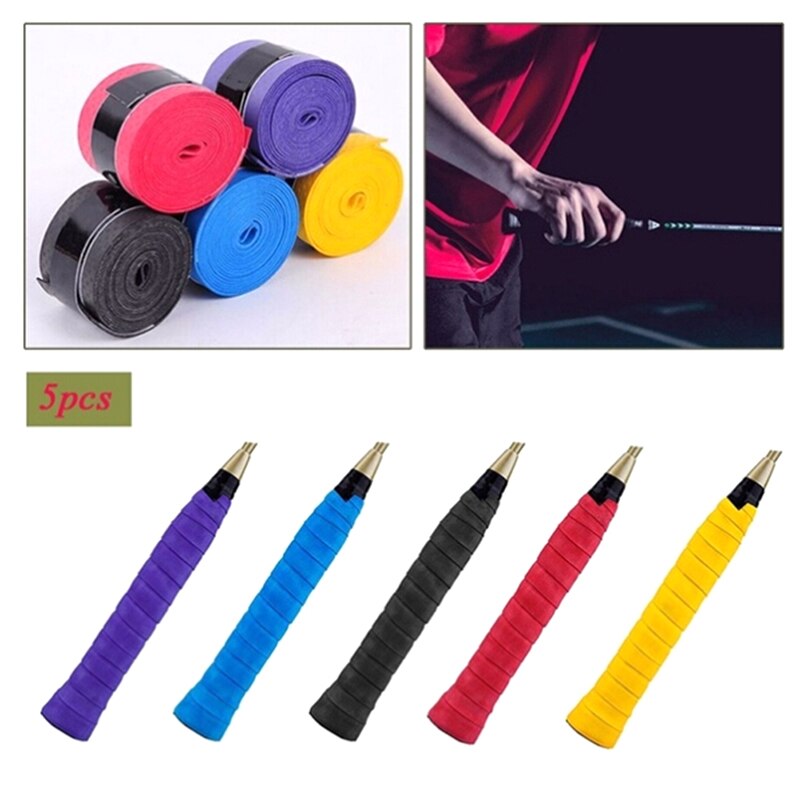 5 stuks droge tennisracket grip antislip zweetabsorberende wikkels taps badminton grips racket vibratie overgrip zweetband sport
