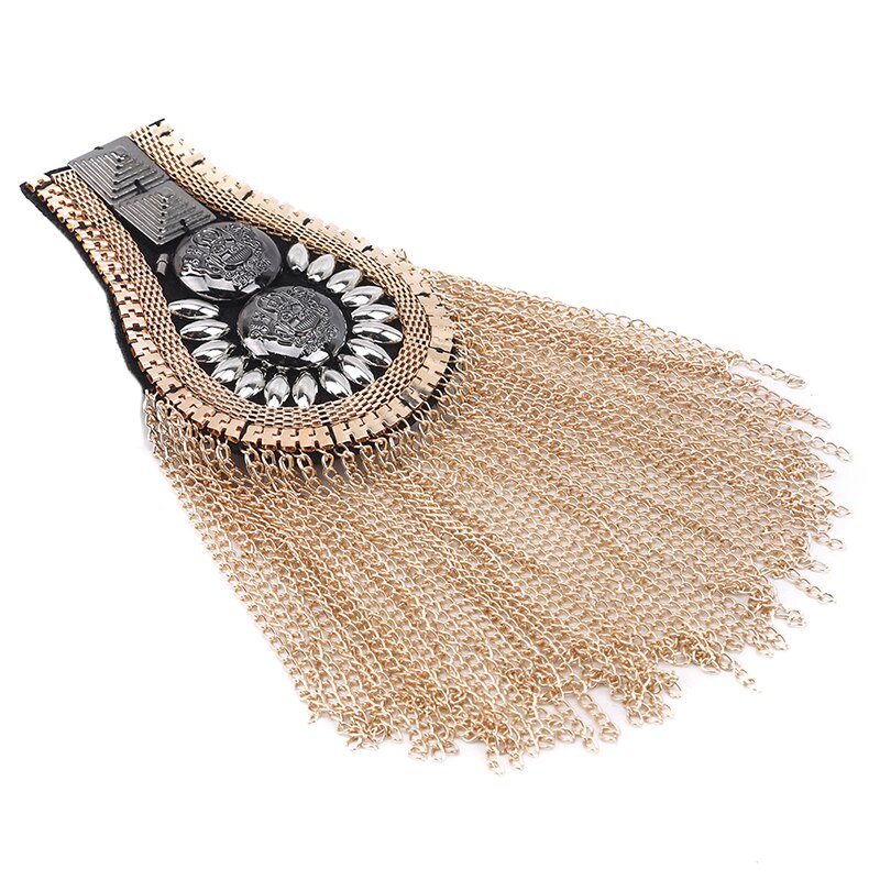 British Style Brooch Small Suit Shoulder Strap Multi Tassel Rivet Epaulet Epaulette Pin On Women Men Suit Accessories: gold