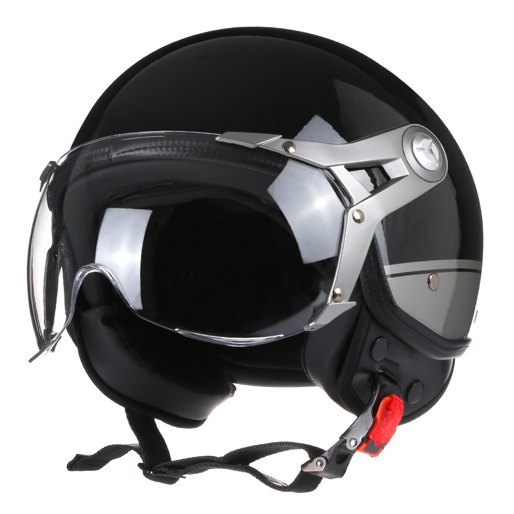 Vintage BLD Motorcycle Helmet Jet with Visor Motorbike Riding 3/4 Open Half Helmet Retro Scooter Capacete Moto