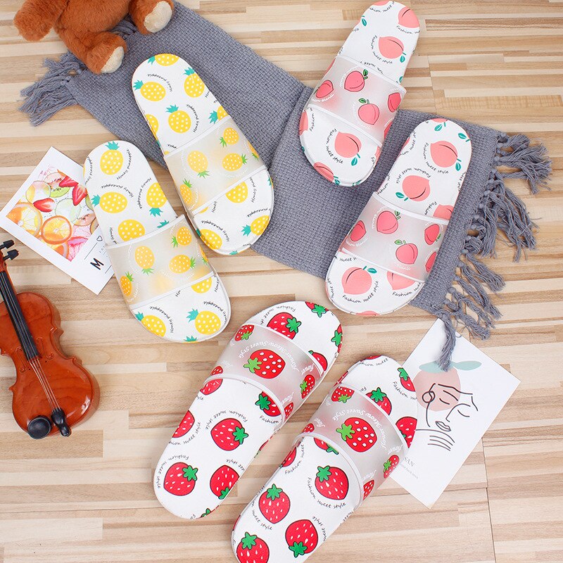 Zomerslippers voor dames, schattige platte fruitslippers, zachte slippers voor dames, schoenen voor dames, platte strandslippers, sandalen voor dames