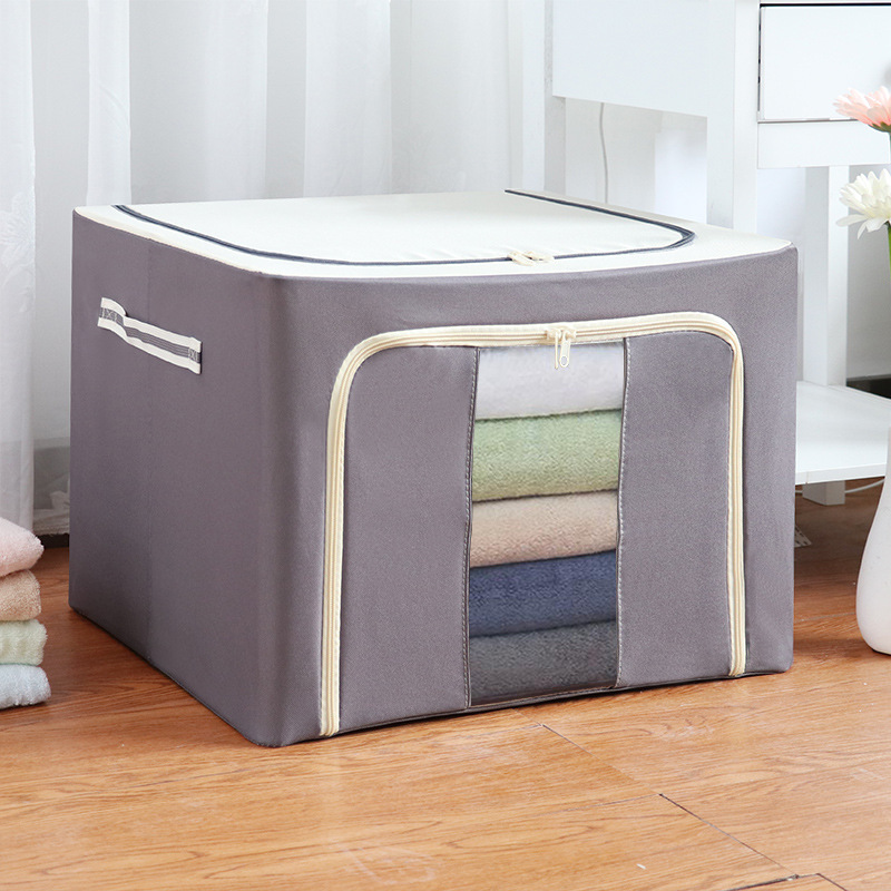 Oxford Cloth Storage Box Steel Frame Storage Box Waterproof Transparent Fabric Home Storage For Clothes Socks Underwear