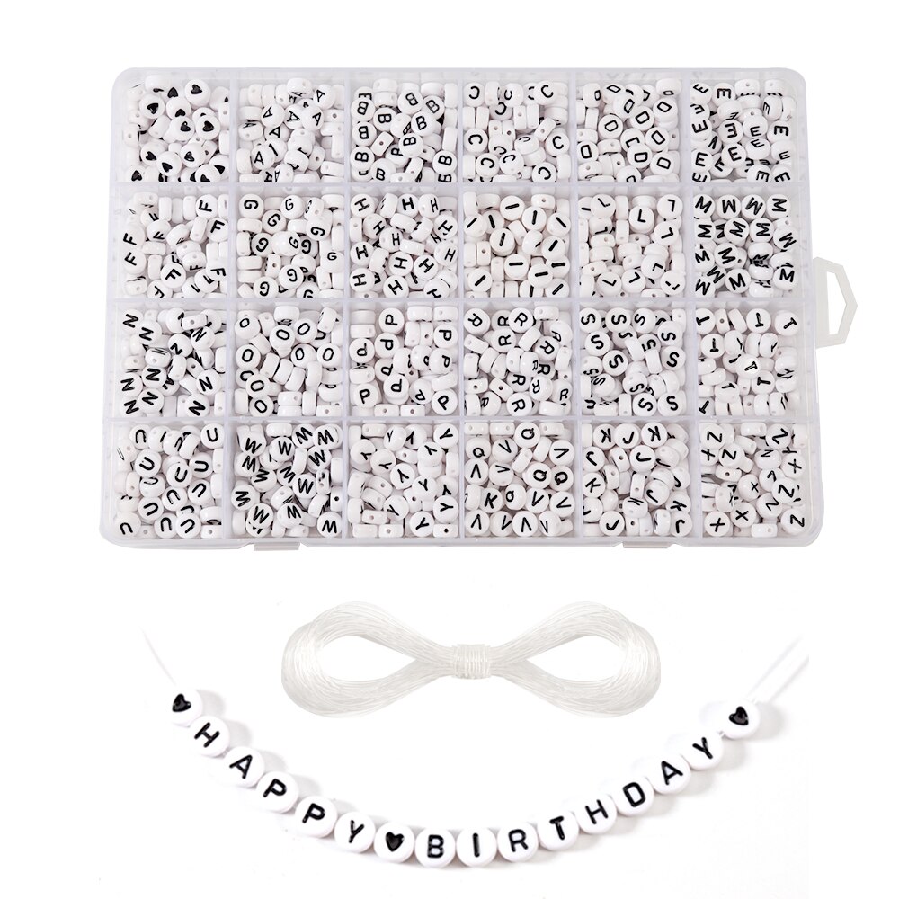 1200 stk / kasse akryl diy beaded engelsk alfabet flad alfabet terning perler charms armbånd halskæde til smykker gør diy sæt: B