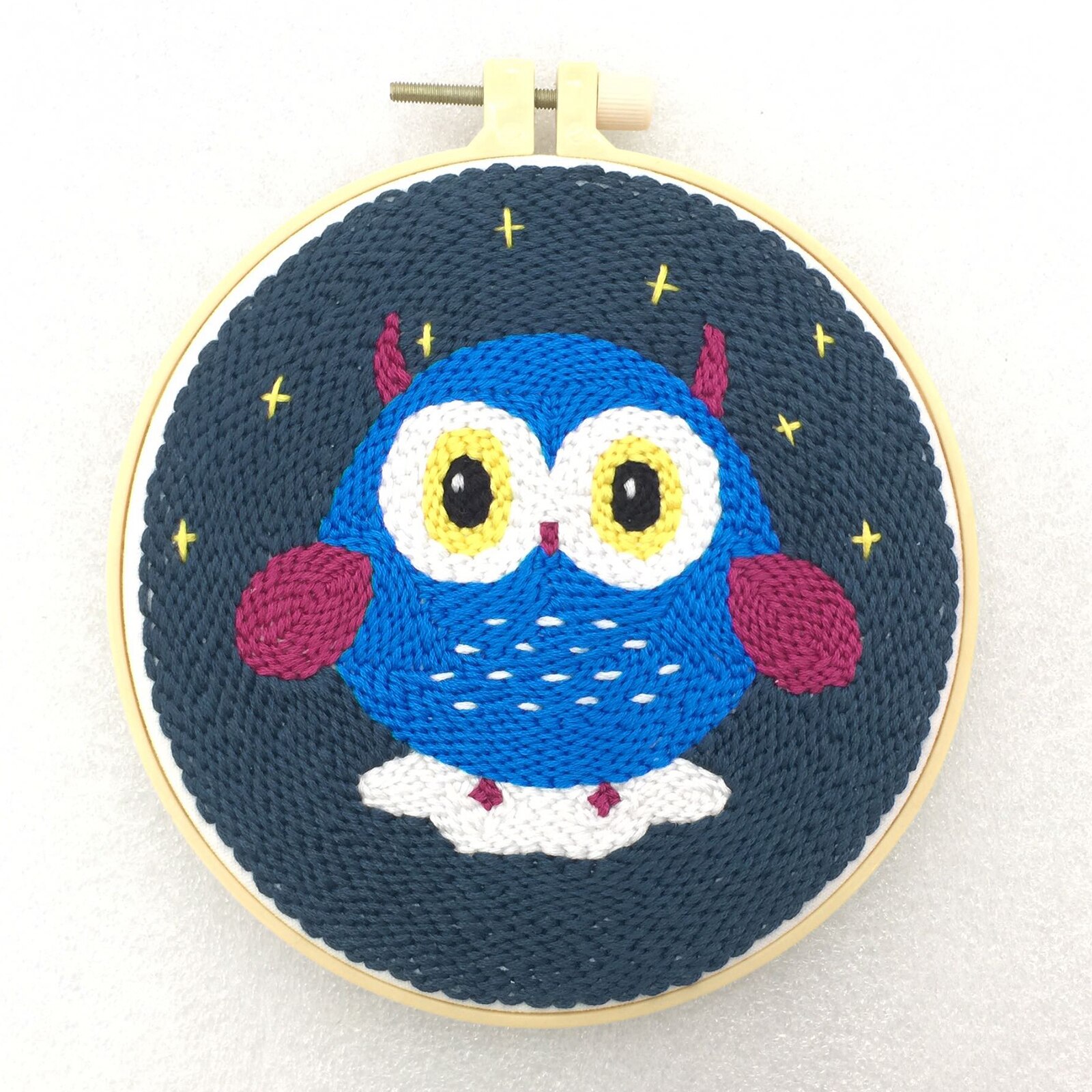 1 Set Punch Needle Embroidery Starter Kits Threader Fabric Embroidery Needles: Owl