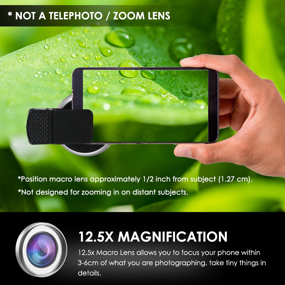 Lente gran angular 2 en 1 0.45X, funda de Teléfono Universal Macro para IPhone 12 11 Pro Max XS XR X 8 7 6 6S Plus SE