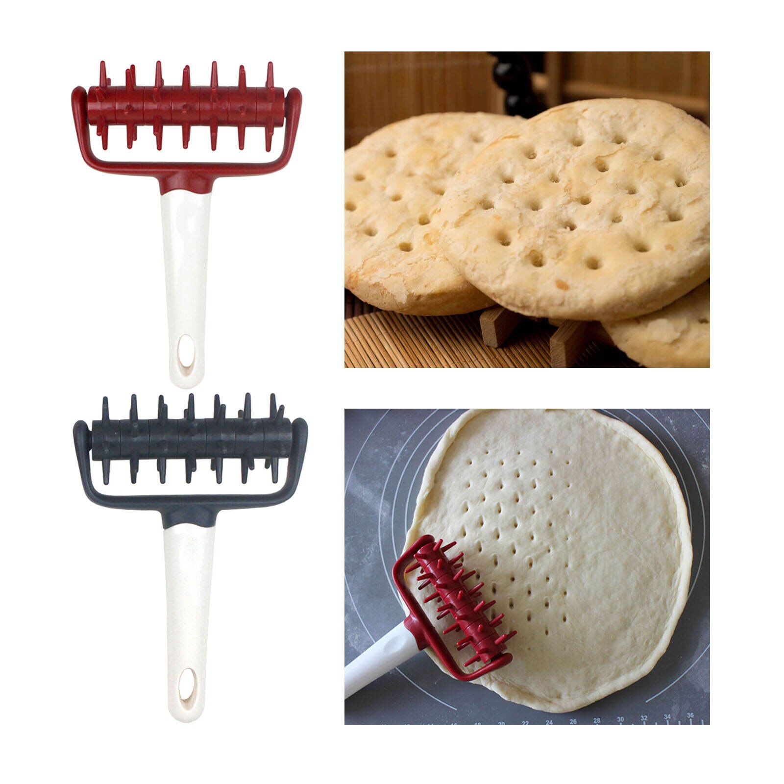 Pizza Roller Docker Needle Roller Rolling Pins Wheel Hole Punch for Pastry Pie Crusts Flatbread Baking Tool Kitchen Gadgets