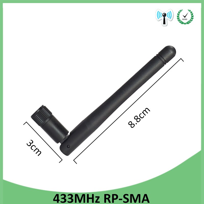 2 uds. lora de antena de 433 Mhz, 3dbi GSM 433 mhz, conector de RP-SMA, antena Lorawan de goma IPX a SMA, Cable de extensión macho