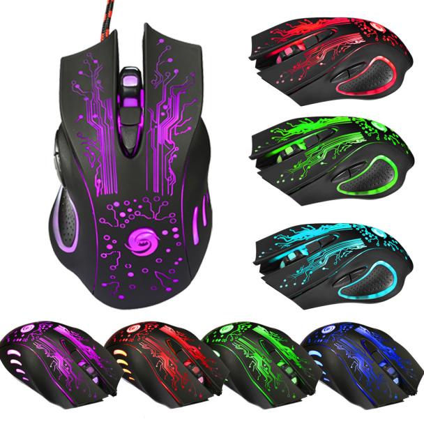 6 Button 5500 DPI LED USB Ottico Con Cavo Gaming PRO Mouse Del Mouse Desktop Da Ufficio di Intrattenimento Tasti Del Computer Portatile Silenzioso