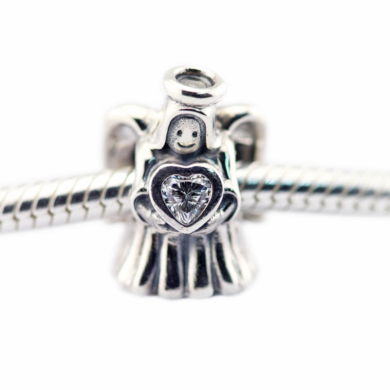 Angelo di Amore CZ Libera Di Natale della Donna di Fascino Perline FAI DA TE per Monili Che Fanno Gioielli in Argento sterlina Adatta per Braccialetti di Perline