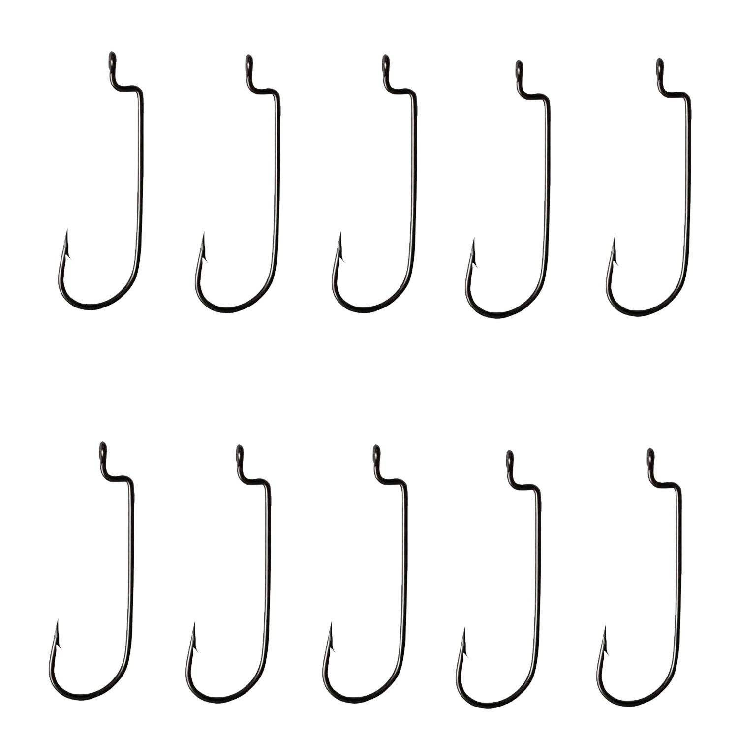 10pcs pesca Offset gancio in acciaio al carbonio manovella stretta amo da pesca gancio spinato morbido esca accessori da pesca: size 8 / Black