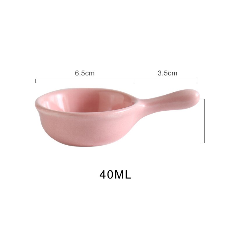 Mini keramiek schaaltje sausschaaltje snack fruit klein bordje servies met handvat effen kleur kruiden keukenhulpje voor taart dessert: Roze