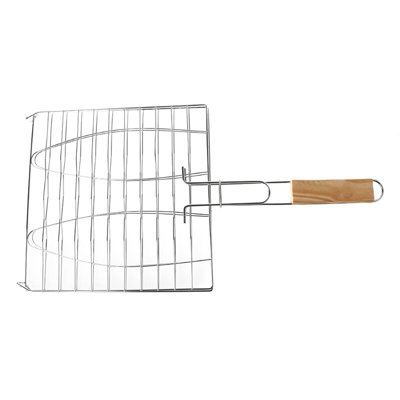 Churrasco grelhar cesta grill rede de madeira lidar com carne peixe vegetal ferramentas u1je