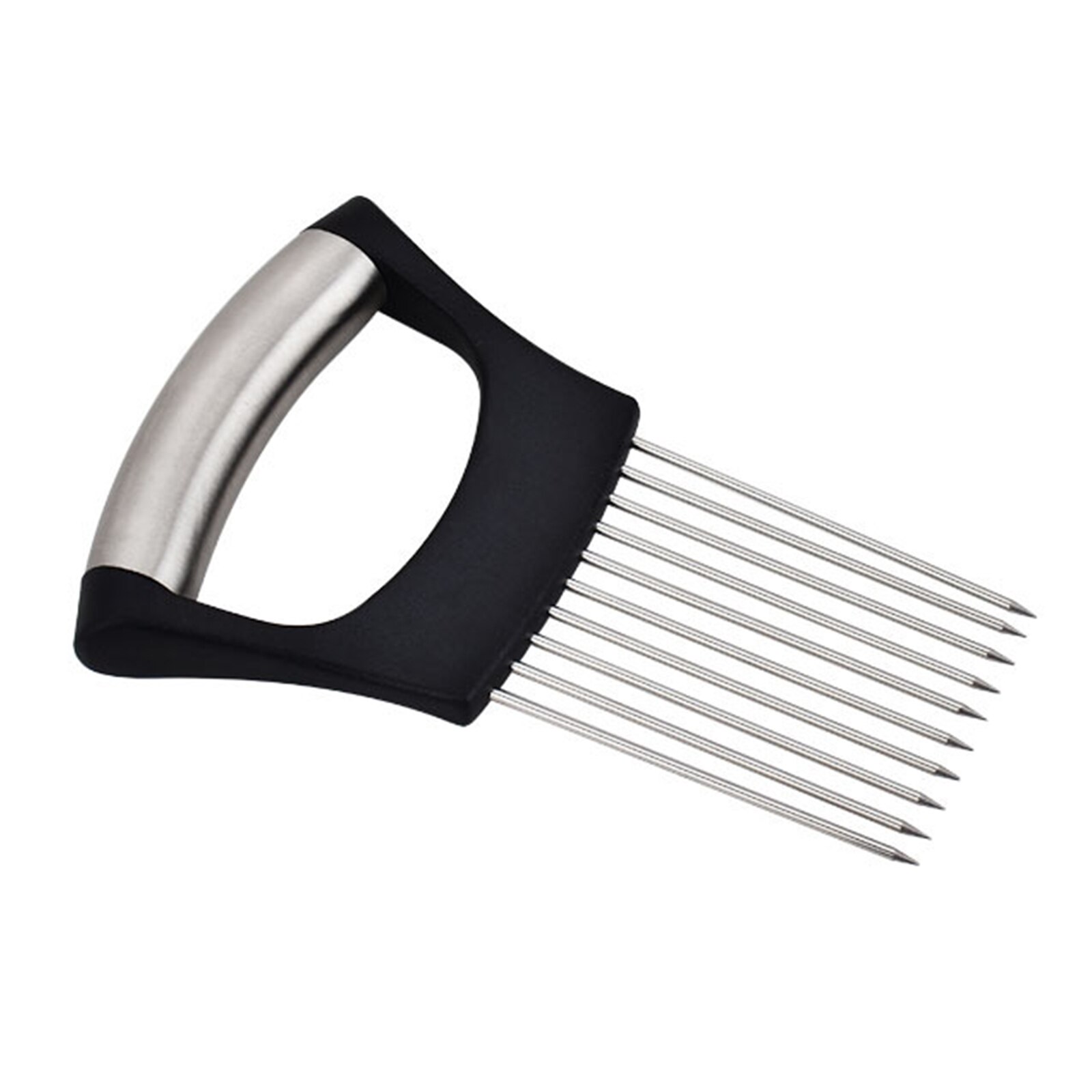 Ui Naald Ui Vork Groenten Fruit Snijmachine Tomaat Cutter Snijden Veilig Aid Houder Roestvrij Staal Keuken Gereedschap: NewBlack