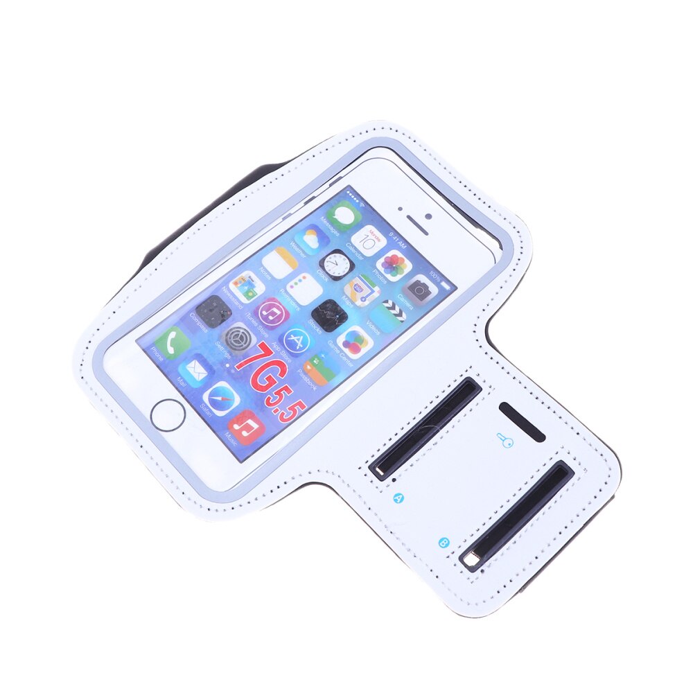 5.5 Inch Universal Arm Band Case Waterbestendig Sport Armband Touch Screen Running Oefening Multifunctionele Telefoon Case (Zilver-G: White