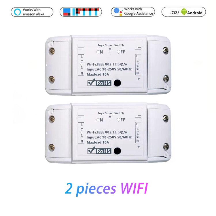 WiFi Smart Light Switch Breaker Timer Wireless Tuya Smart Life APP Remote Control Works With Alexa Google Home Smart Home: 2 pieces WIFI