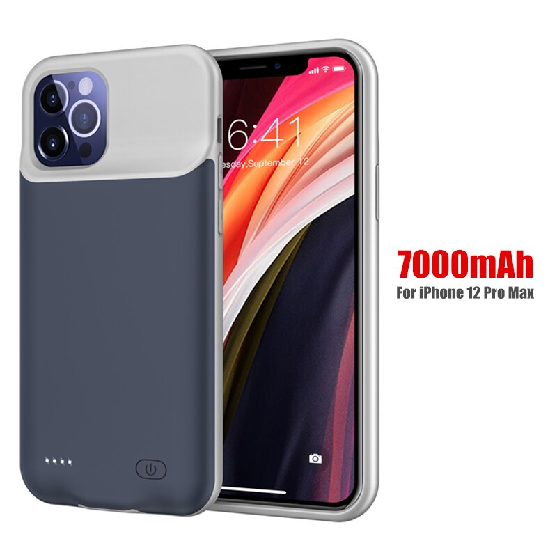 Amstar odporny na wstrząsy futerał na ładowarkę do iPhone 12 Pro Max 12 Mini Powerbank Case zewnętrzny zestaw do ładowania baterii: Blue 12 Pro Max