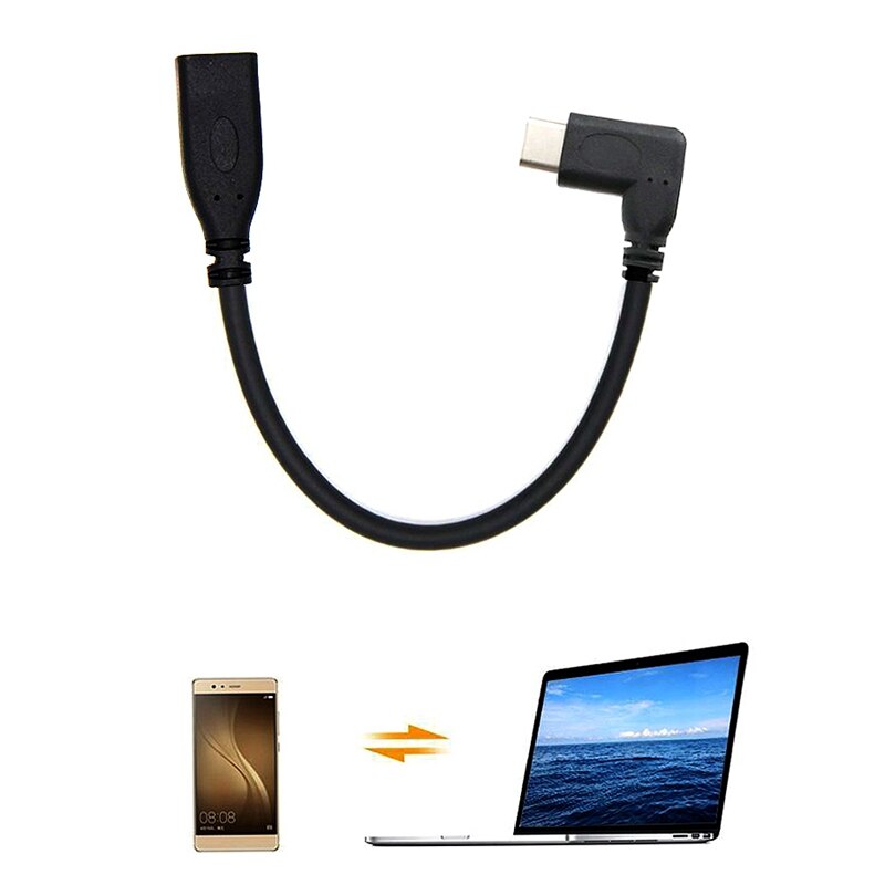 1 Meter Type-C USB 3.1 Male to USB-C Female 90 Degree Cable Extension Data Cable Cord