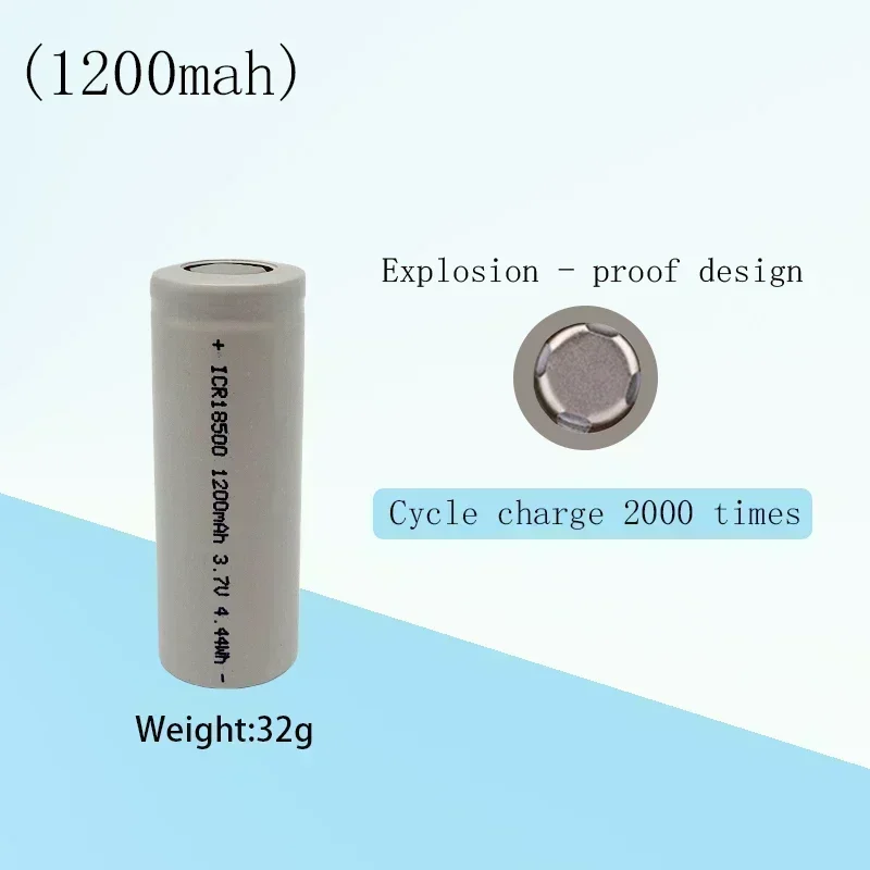 18500 rechargeable lithium-ion battery 3.7V 1200mAh, suitable for strong light flashlight anti light special lithium battery