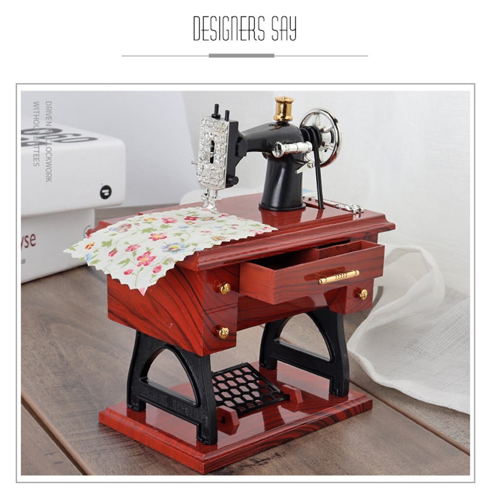 Trumpet Sewing Machine Music Box Nostalgic Simulation Music Box great Retro sewing machine music box
