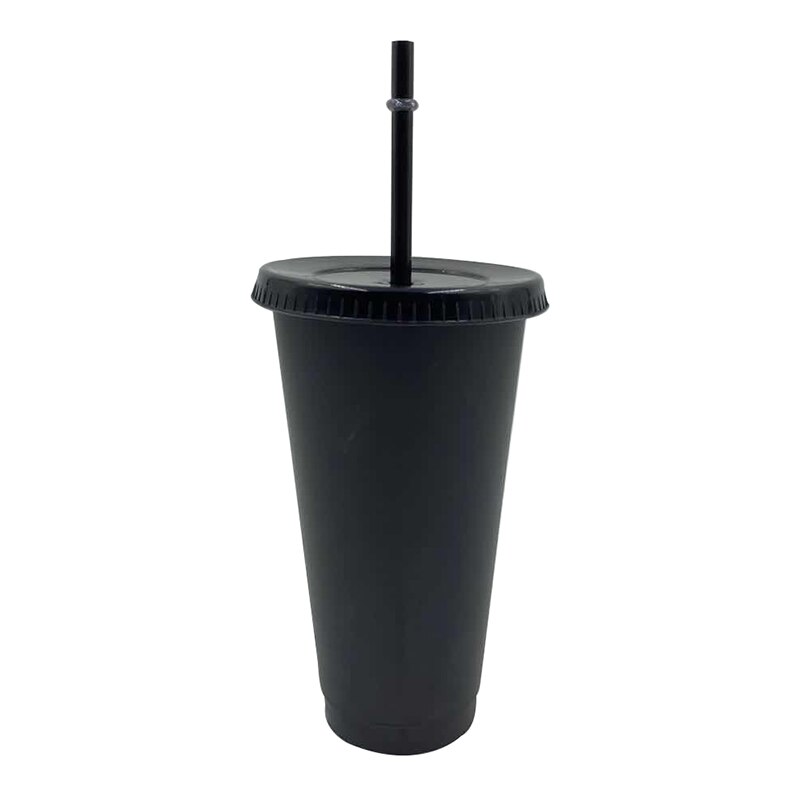 Herbruikbare bekers plastic beker met deksel veelkleurige rietjesbeker kerst kerstspecial voor het jaarlijkse feest: Zwart / 700ml