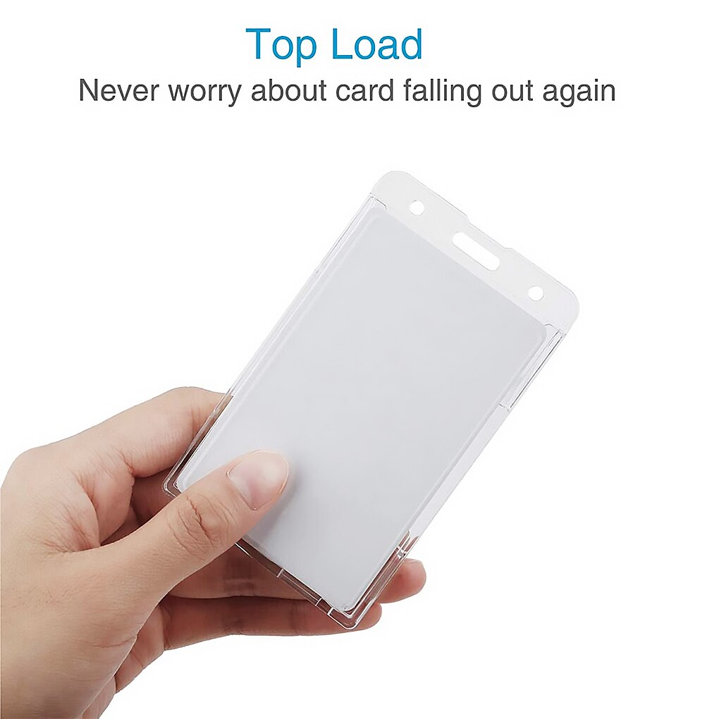 Clear Staff ID Card Holder Vertical ID Badge Holder with Thumb Slot Transparent Hard Plastic Multi Cards Case Organizer