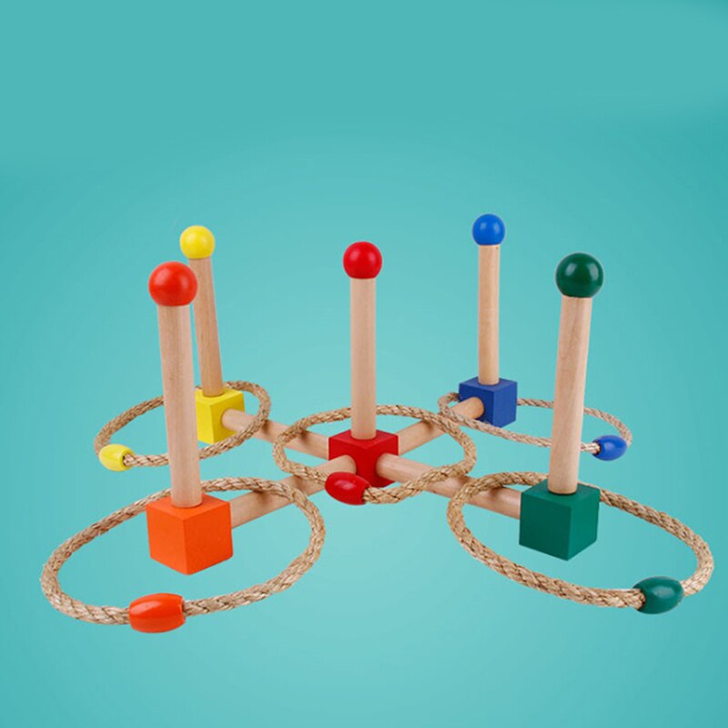 1 einstellen Holz Ring Werfen Zwinge Lustige freundlicher draussen-Sport Band Ring Werfen Spielzeug Kreuz Garten Spiele Schwimmbad Für freundlicher