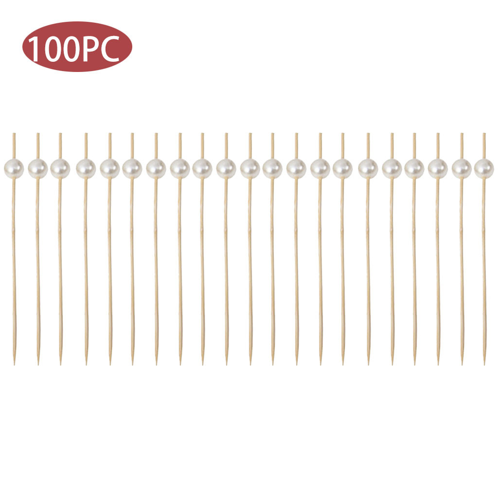 Disposable Bamboo Fruit Fork 100pc Party Bamboo Pick Buffet Fruit Fork Party Dessert Stick Cocktail Skewer Forks D12#30: F