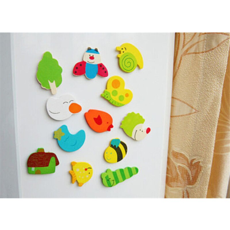 12 stks Set Magneten Goedkope Baby Houten Cartoon Dier Leuke Magneet Eco Vriendelijke Koelkast Magneten