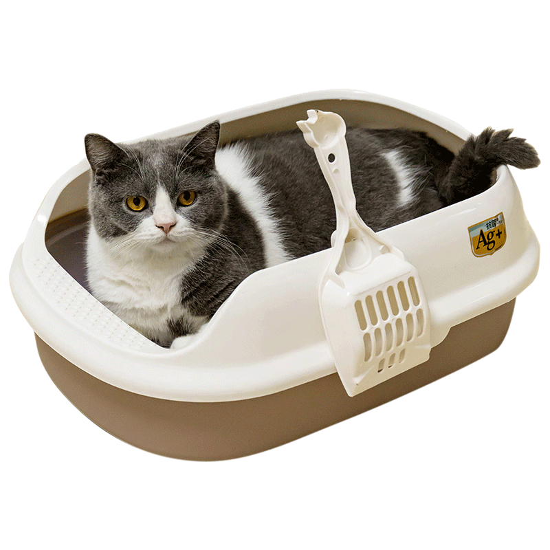 Bac à litière en pin pour chat 2 ou 3 couches, Semi-fermé, Anti-éclaboussures, sable en cristal, bentonite, tofu disponible