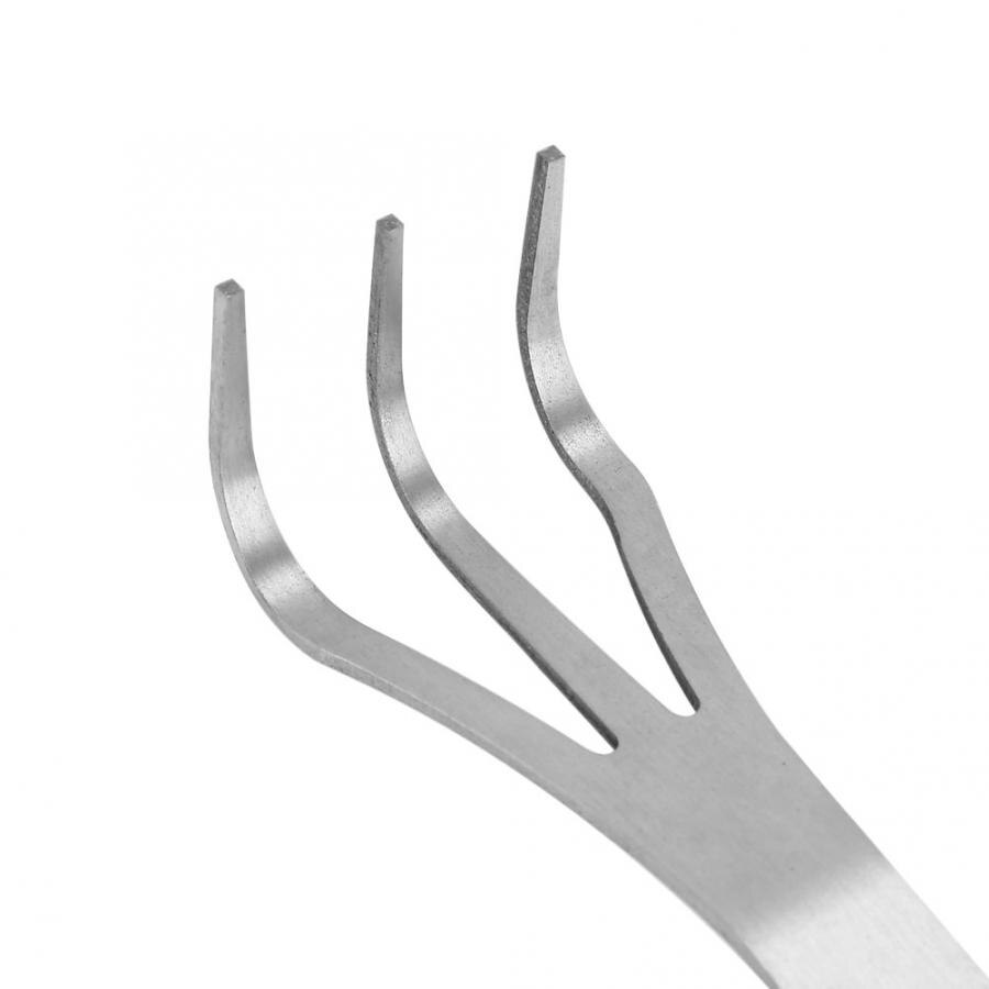 Stainless Steel Root Rake 3-Prong Loosen Soil Rake Spatula Bonsai Tree Tool Flower Plant Gardening Tool With Ergonomic Handle