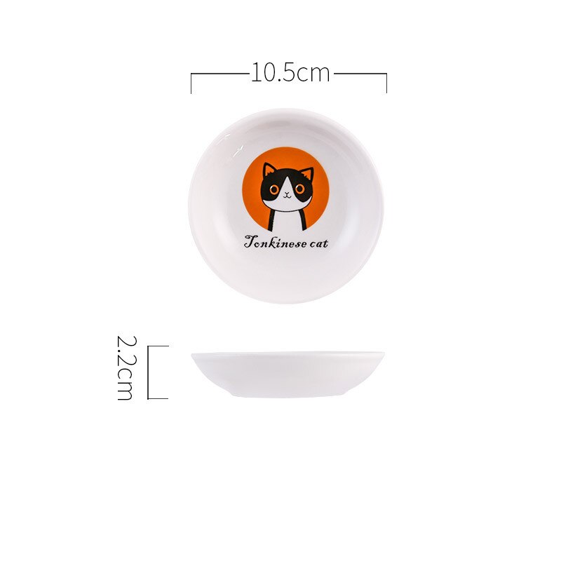 Cute Cat Small Saucer Shape Mini Plate Ceramics Cartoon Dish Snack Plate Chinchilla Squirrel Hedgehog Bowl: orange