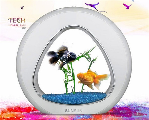 SUNSUN-Acuario acrílico ecológico, pecera de oficina, filtro de integración de acuario , sistema de luz LED, YA-02 de gran tamaño