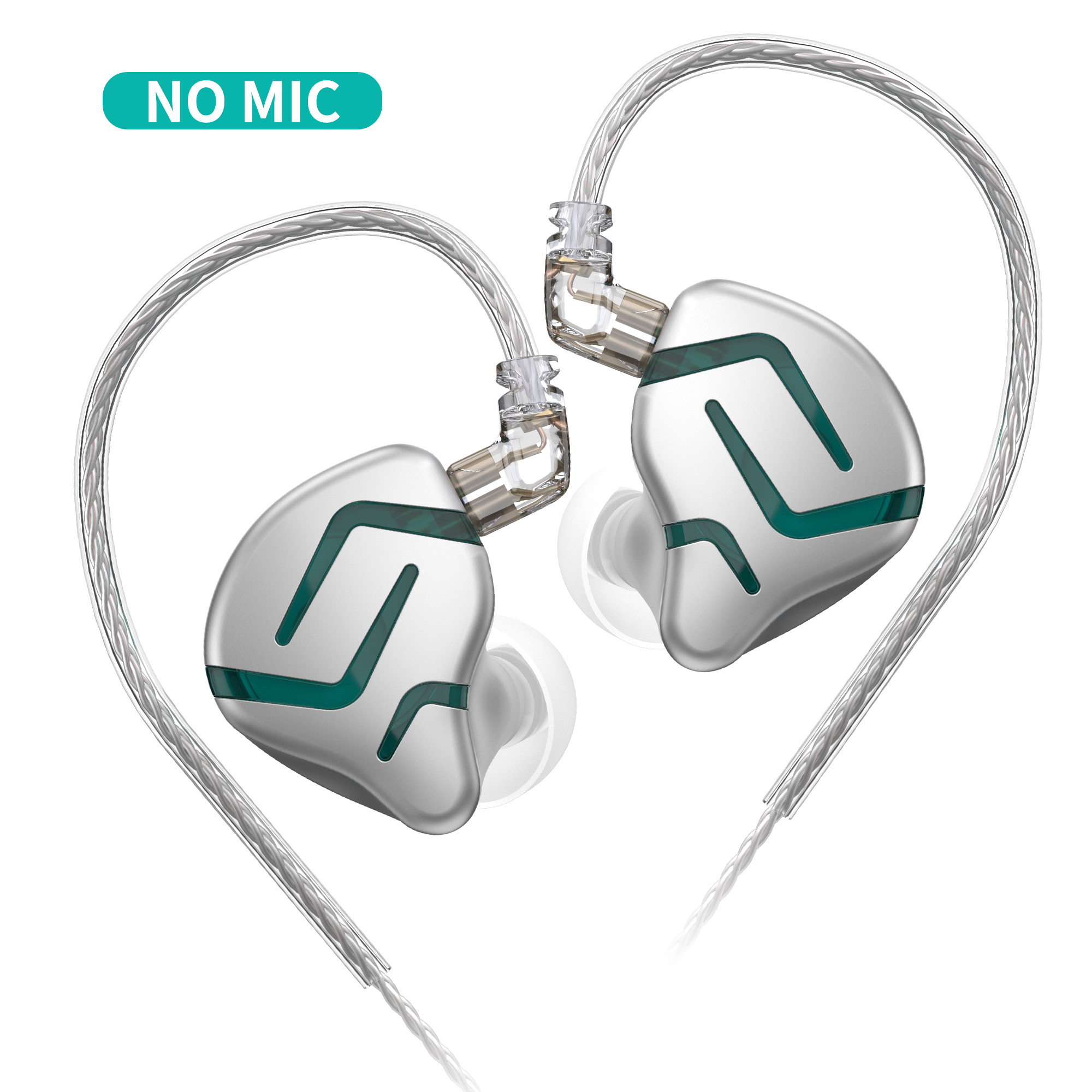 Kz Zes Elektrostatische + Dynamische Hifi In Oortelefoon Bass Oordopjes Dj Monitor Wired Hoofdtelefoon Noise Cancelling Sport Headset Kz Zex pro: Silver Green No Mic
