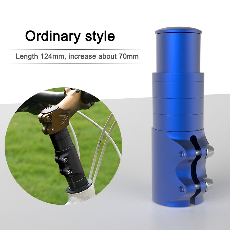 Cykelstyr forgaffel frempind rise up forlænger forlænger heads up cykel adapter holdbart mountainbike cykel tilbehør: Almindelig stil blå